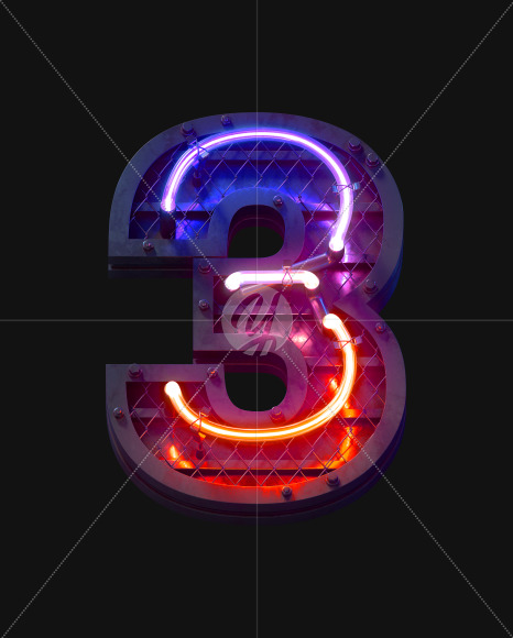 3 from Heavy Neon Light font on Yellow Images Creative Fonts - S59706