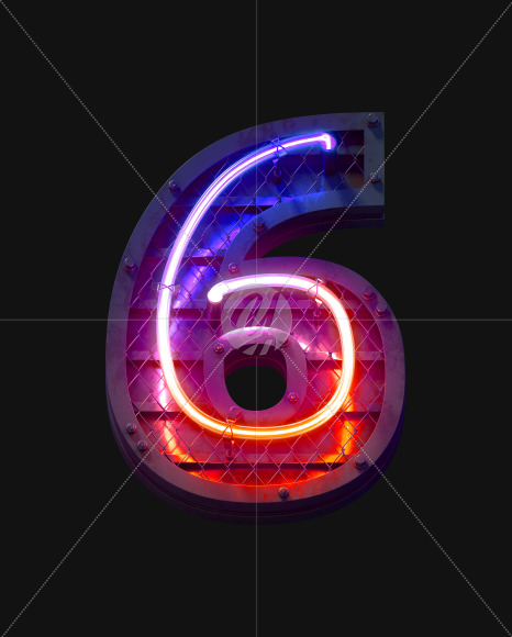 6 from Heavy Neon Light font on Yellow Images Creative Fonts - S59709