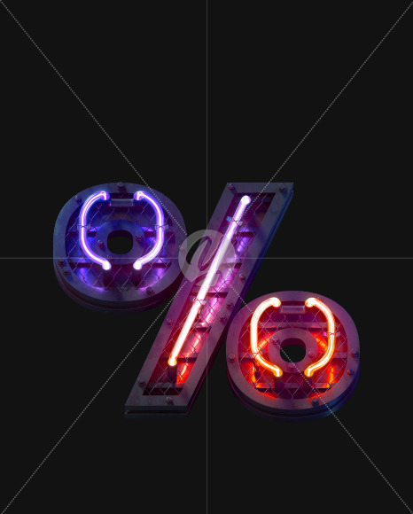 Percent from Heavy Neon Light font on Yellow Images Creative Fonts - S59718