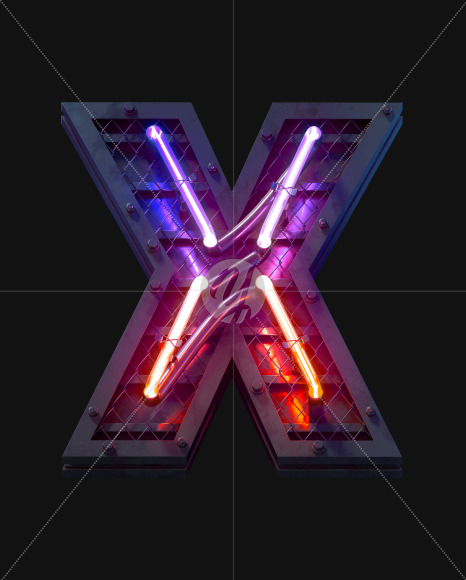 Letter X from Heavy Neon Light font on Yellow Images Creative Fonts - S59701