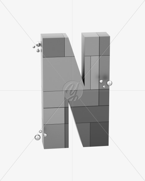 Letter N from Spaceship font on Yellow Images Creative Fonts - S59734