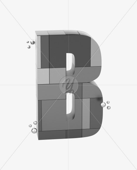 Letter B from Spaceship font on Yellow Images Creative Fonts - S59722