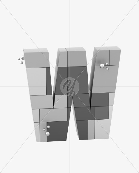 Letter W from Spaceship font on Yellow Images Creative Fonts - S59743