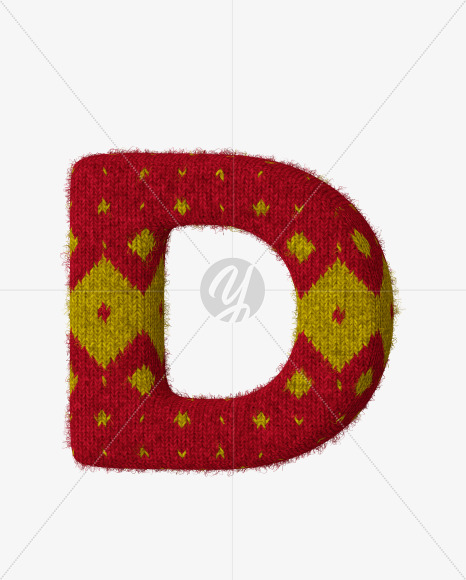 Letter D from Red-Yellow Knitted font on Yellow Images Creative Fonts - S59932