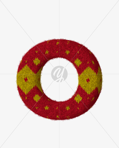 Letter O from Red-Yellow Knitted font on Yellow Images Creative Fonts - S59943