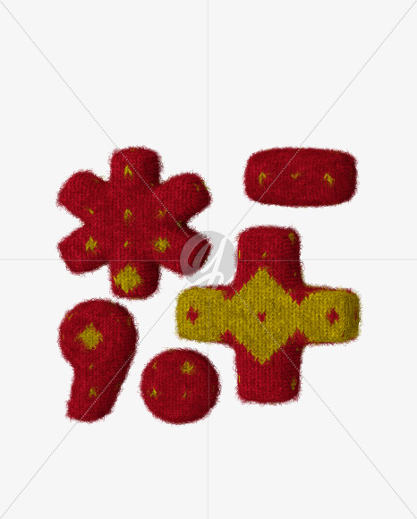 symbols from Red-Yellow Knitted font on Yellow Images Creative Fonts - S59970