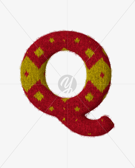 Letter Q from Red-Yellow Knitted font on Yellow Images Creative Fonts - S59945