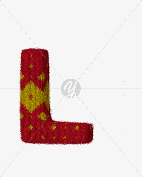 Letter L from Red-Yellow Knitted font on Yellow Images Creative Fonts - S59940