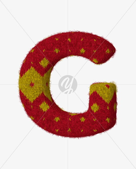 Letter G from Red-Yellow Knitted font on Yellow Images Creative Fonts - S59935