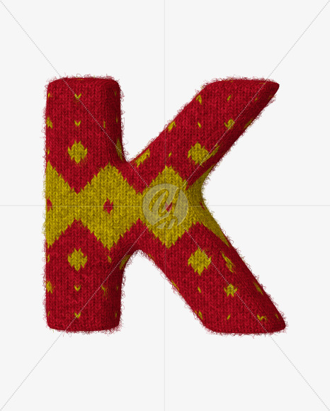 Letter K from Red-Yellow Knitted font on Yellow Images Creative Fonts - S59939