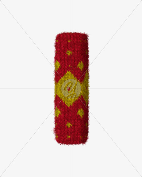 Letter I from Red-Yellow Knitted font on Yellow Images Creative Fonts - S59937