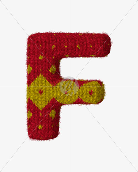 Letter F from Red-Yellow Knitted font on Yellow Images Creative Fonts - S59934