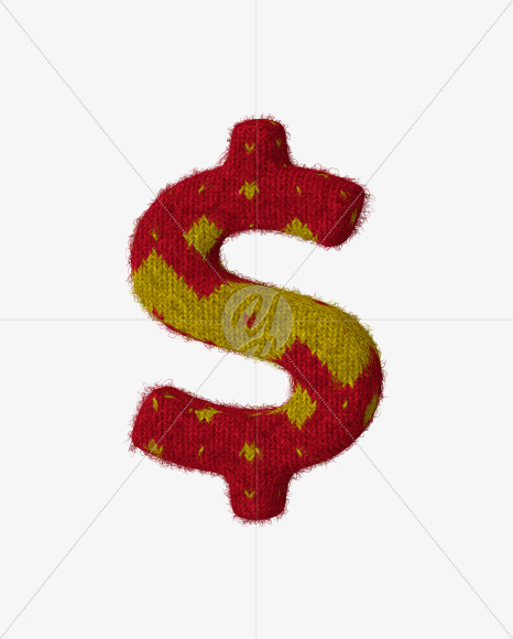 $ from Red-Yellow Knitted font on Yellow Images Creative Fonts - S59967