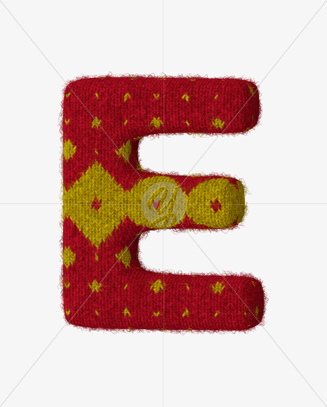 Letter E from Red-Yellow Knitted font on Yellow Images Creative Fonts - S59933