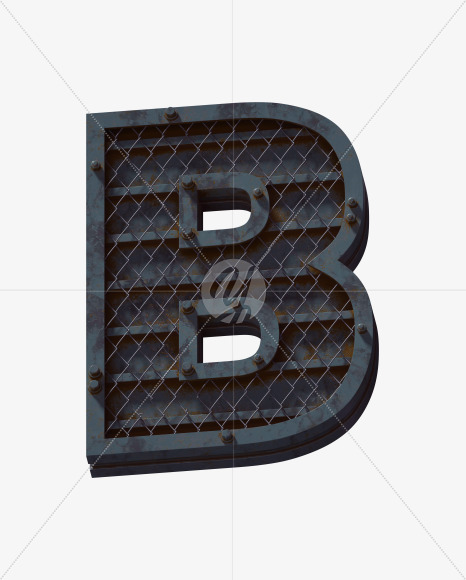 Letter B from Heavy Metal font on Yellow Images Creative Fonts - S60017