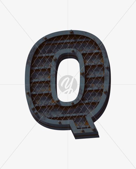 Letter Q from Heavy Metal font on Yellow Images Creative Fonts - S60032