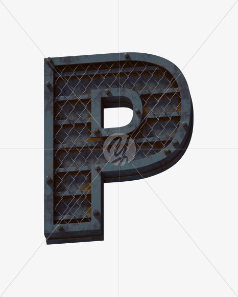 Letter P from Heavy Metal font on Yellow Images Creative Fonts - S60031