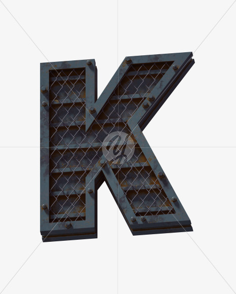 Letter K from Heavy Metal font on Yellow Images Creative Fonts - S60026