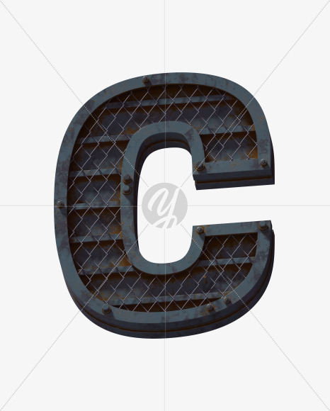 Letter C from Heavy Metal font on Yellow Images Creative Fonts - S60018