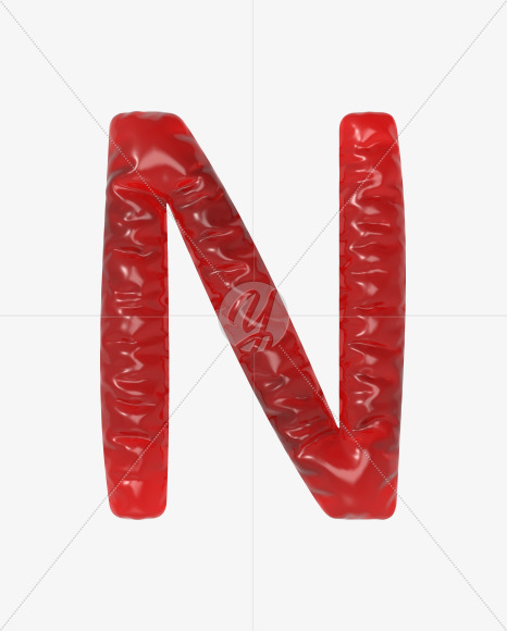 Letter N from Red Jelly Font on Yellow Images Creative Fonts - S60100