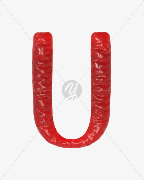 Letter U from Red Jelly Font on Yellow Images Creative Fonts - S60107