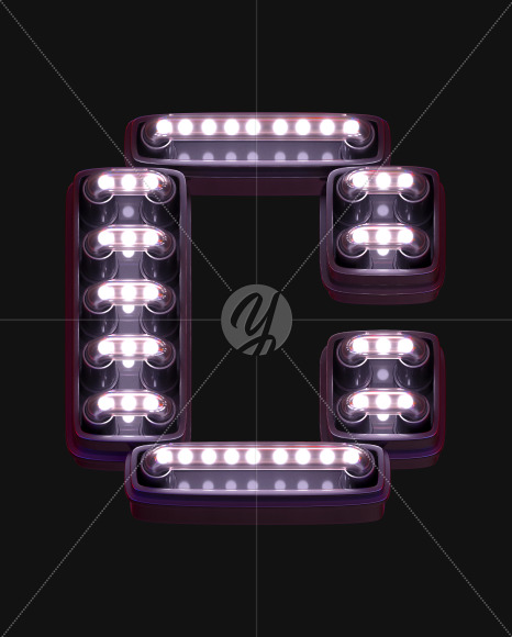 Letter C from Whine Neon Light font on Yellow Images Creative Fonts - S60348