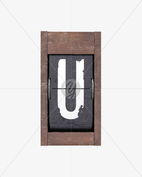 Letter U from Split Flap Display Lettering - Grunge Wood on Yellow Images Creative Fonts - S60409