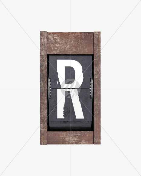 Letter R from Split Flap Display Lettering - Grunge Wood on Yellow Images Creative Fonts - S60406