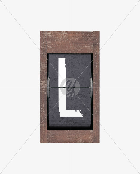 Letter L from Split Flap Display Lettering - Grunge Wood on Yellow Images Creative Fonts - S60400