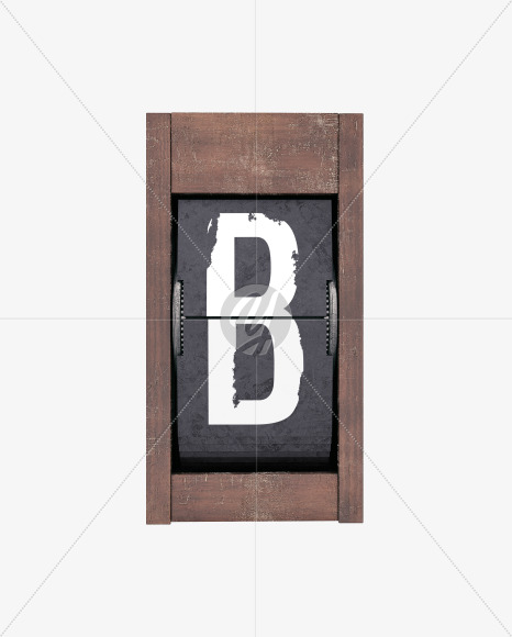 Letter B from Split Flap Display Lettering - Grunge Wood on Yellow Images Creative Fonts - S60390