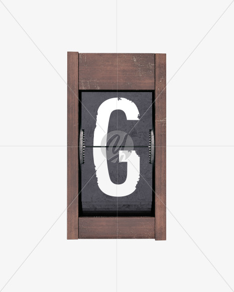 Letter G from Split Flap Display Lettering - Grunge Wood on Yellow Images Creative Fonts - S60395