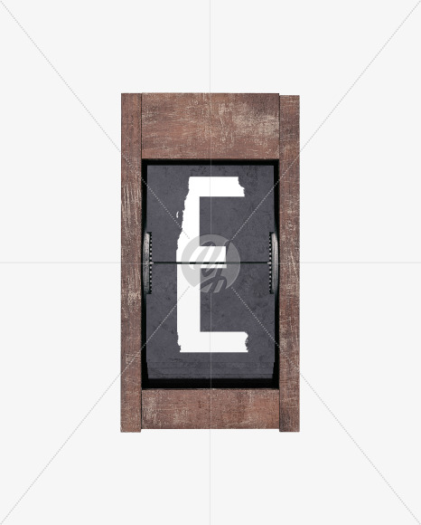 Letter E from Split Flap Display Lettering - Grunge Wood on Yellow Images Creative Fonts - S60393