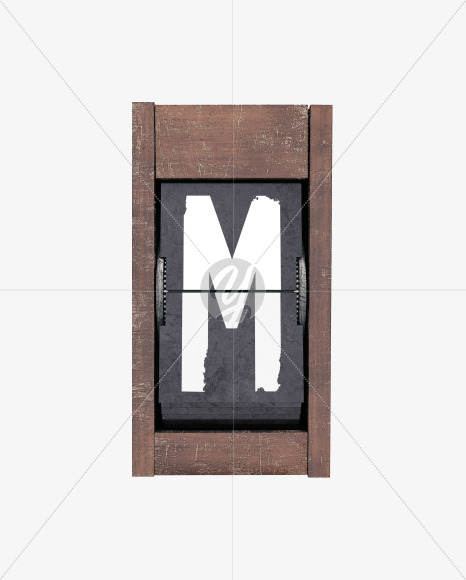 Letter M from Split Flap Display Lettering - Grunge Wood on Yellow Images Creative Fonts - S60401