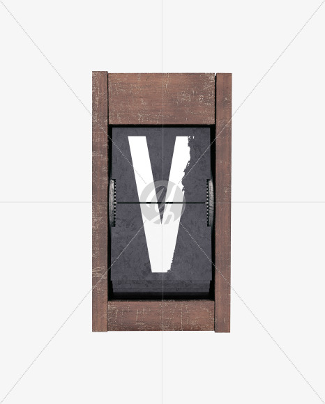 Letter V from Split Flap Display Lettering - Grunge Wood on Yellow Images Creative Fonts - S60410