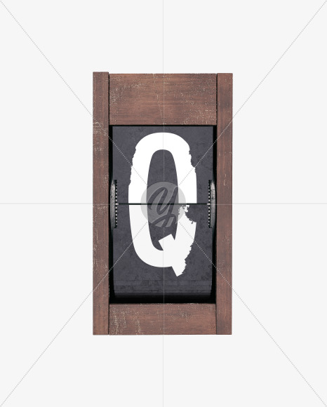 Letter Q from Split Flap Display Lettering - Grunge Wood on Yellow Images Creative Fonts - S60405