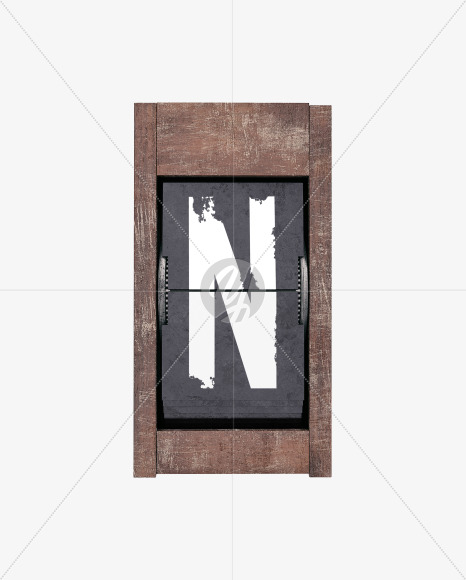 Letter N from Split Flap Display Lettering - Grunge Wood on Yellow Images Creative Fonts - S60402