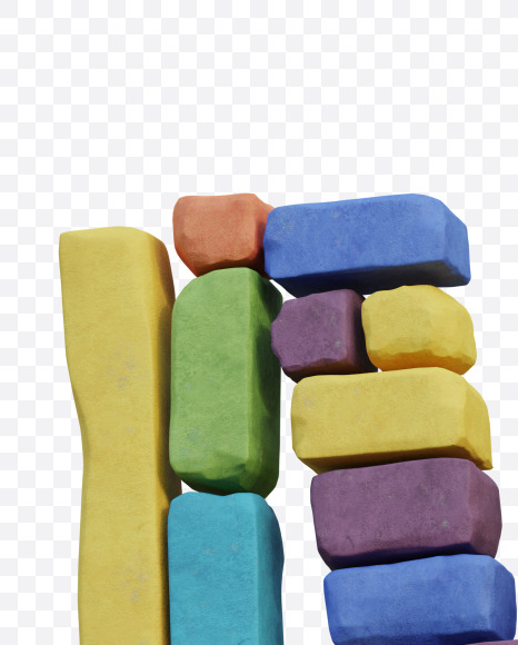 Letter M from Colorful Bricks Funny 3D Letters - View 5 on Yellow Images Creative Fonts - S60845