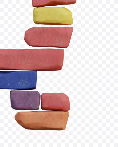 Letter Q from Colorful Bricks Funny 3D Letters - View 1 on Yellow Images Creative Fonts - S60933