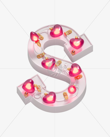 Letter S from Valentines Garland font on Yellow Images Creative Fonts - S60745