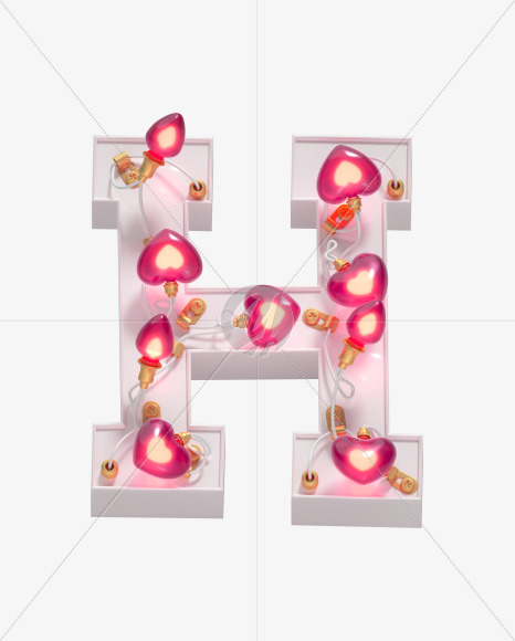 Letter H from Valentines Garland font on Yellow Images Creative Fonts - S60734