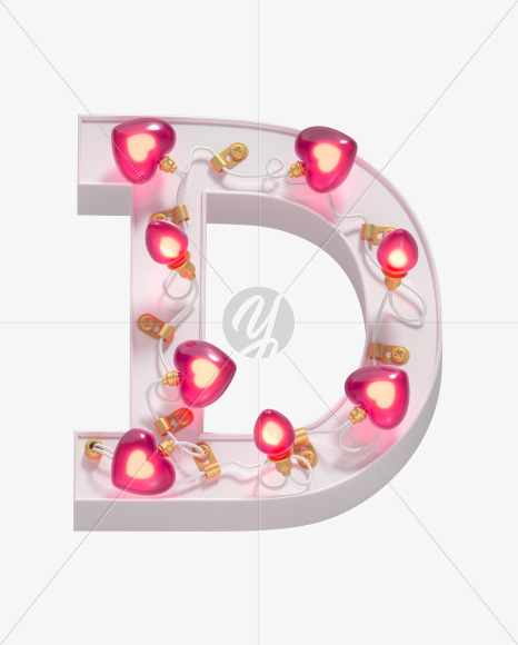 Letter D from Valentines Garland font on Yellow Images Creative Fonts - S60730