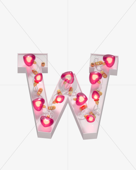 Letter W from Valentines Garland font on Yellow Images Creative Fonts - S60749