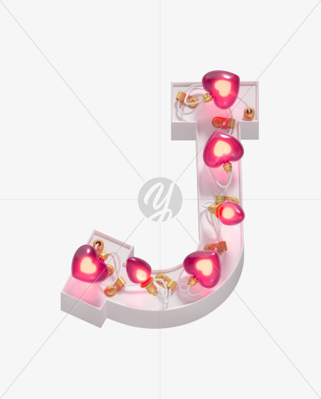 Letter J from Valentines Garland font on Yellow Images Creative Fonts - S60736