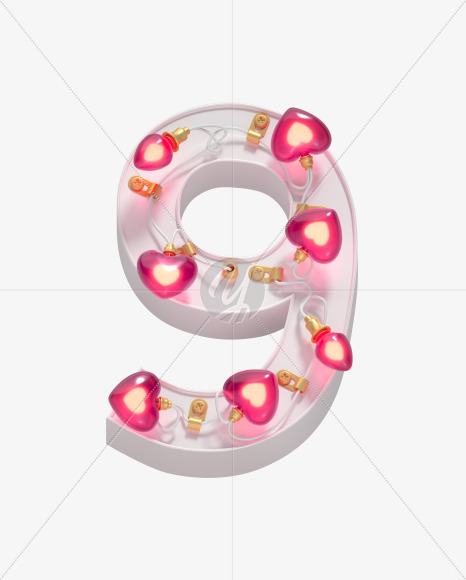 9 from Valentines Garland font on Yellow Images Creative Fonts - S60761