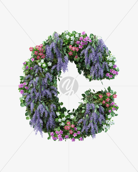 c lowercase from Vertical Flower Garden Font on Yellow Images Creative Fonts - S60786