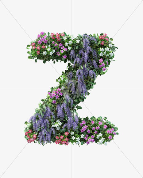 Z uppercase from Vertical Flower Garden Font on Yellow Images Creative Fonts - S60831