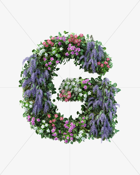 G uppercase from Vertical Flower Garden Font on Yellow Images Creative Fonts - S60793