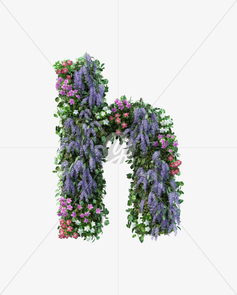 h lowercase from Vertical Flower Garden Font on Yellow Images Creative Fonts - S60796