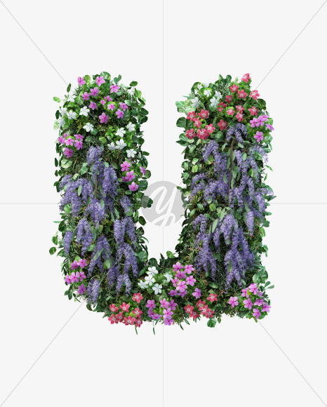 u lowercase from Vertical Flower Garden Font on Yellow Images Creative Fonts - S60822