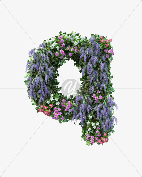 q lowercase from Vertical Flower Garden Font on Yellow Images Creative Fonts - S60814